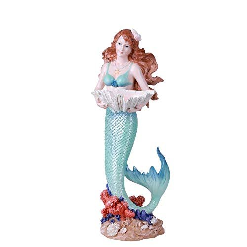 Under The Sea Mermaid Holding Shell Resin Figurine Dish