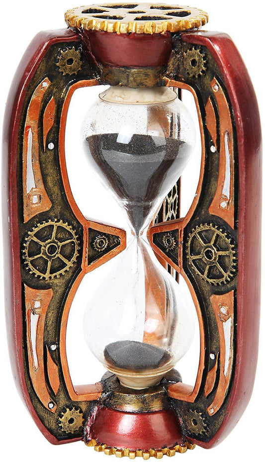 PTC 6.13 Inch Red Steampunk Inspired Sand Timer Hourglass Statue Figurine