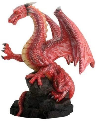 Red Dragon On Rock Fantasy Figurine