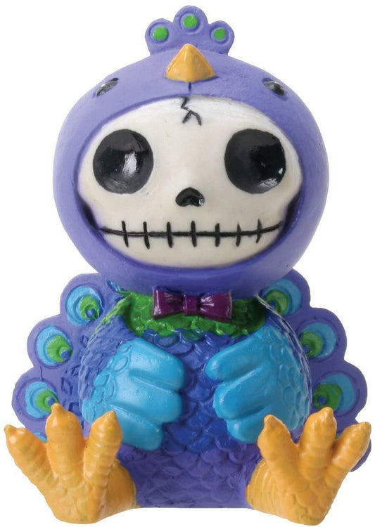 SUMMIT COLLECTION Furrybones Peacock Dandy Signature Skeleton in Purple Peacock Costume Wearing Purple Bow Tie