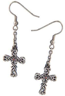 Celtic Vine Cross Lead Free Alloy Pewter Earrings