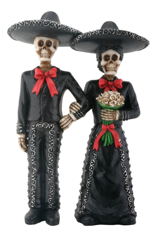 Mariachi Skeleton Couple Holding Hands