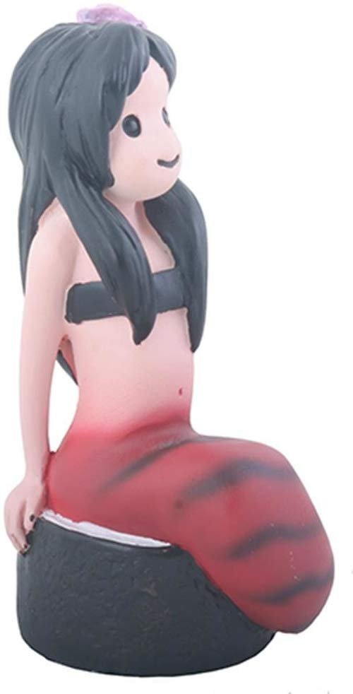 3.75 Inch Black Haired and Red Black Striped Mermaid Sitting