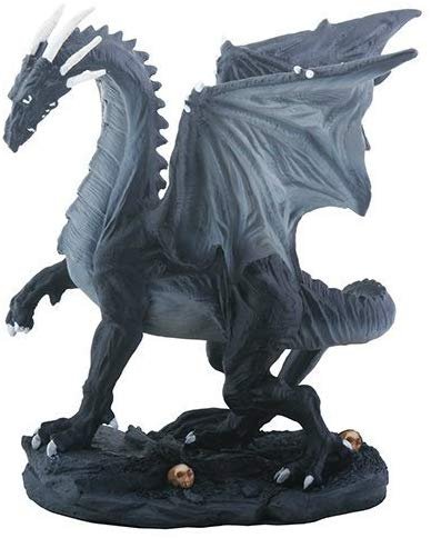 YTC Small Black and Grey Midnight Medieval Dragon Decorative Figurine