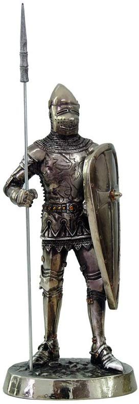 PTC 7 Inch Medieval Knight with Spear and Shield Statue Figurine