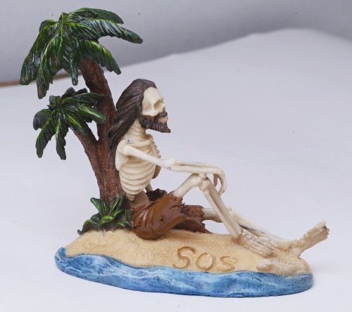 Beach Vacation Skeleton S.O.S Figurine