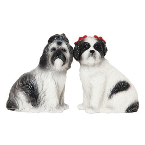 Cute Shih Tzu Puppies Ceramic Magnetic Salt Pepper Shakers Home Kitchen Decor