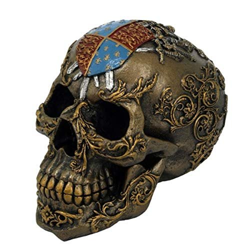 Pacific Giftware Medieval Crest Sword Skull Home Tabletop Decorative Figurine