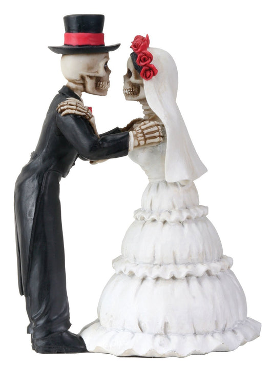 4 Inch Day Of The Dead Skeleton Wedding Couple Kiss Figurine