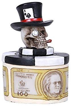 Pacific Giftware Set of 4, Poker Skull Money Trinket Box