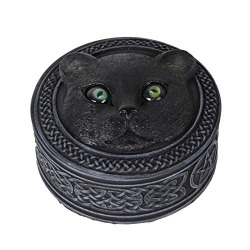 Pacific Giftware Mythical Black Cat Rolling Eyes Resin Trinket Box Collectible