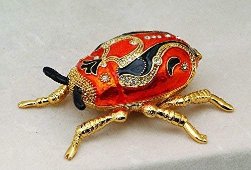 Orange Bug Jewel Studded Snap Closure Jewelry/Trinket Box Figurine