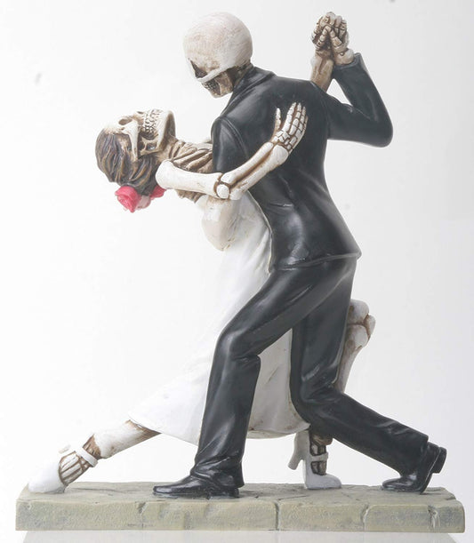 YTC Skeleton Face Wedding Couple in Dancing Position Statue Figurine