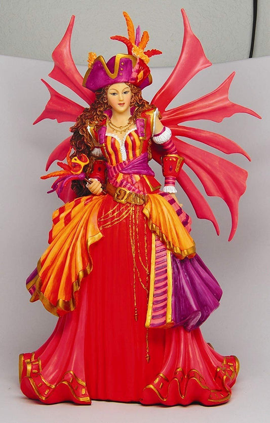 Bright Fuchsia Swashbuckler Pirate Winged Fairy Statue Figurine