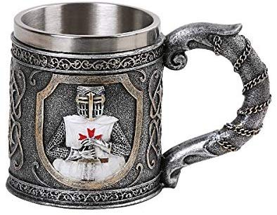 PT Crusader Knight Collectible Resin Figurine Drinkable Coffee Mug with Removable Stainless Steel Inner