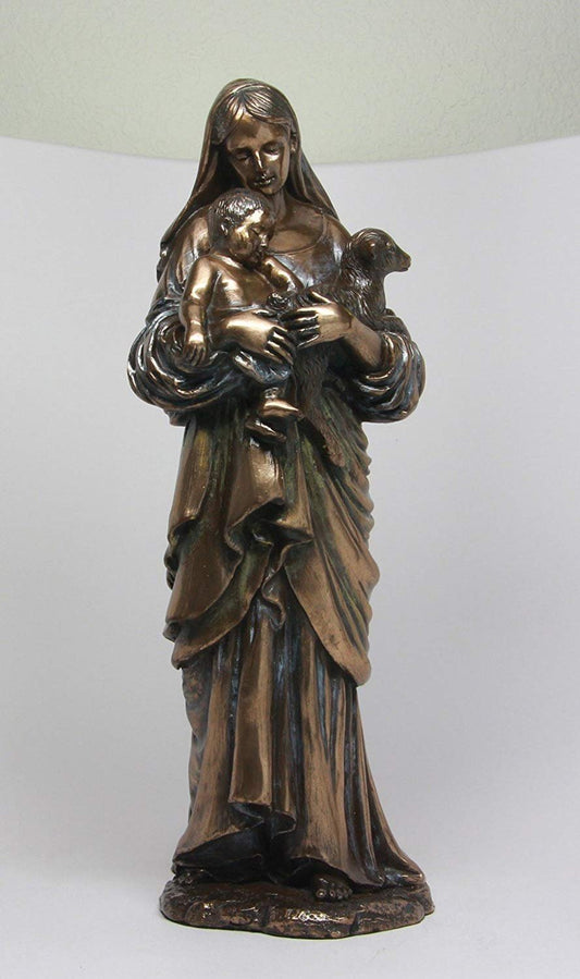 12 Inch Madonna and Child and Lamb Resin Religious Statue Figurine