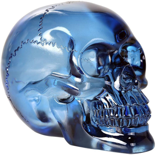 Pacific Giftware Crystal Clear Translucent Skull Collectible Figurine 4.5 Inch (Blue)