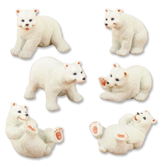 YTC White Polar Bears (Set of 6) - Collectible Figurine Statue Figure