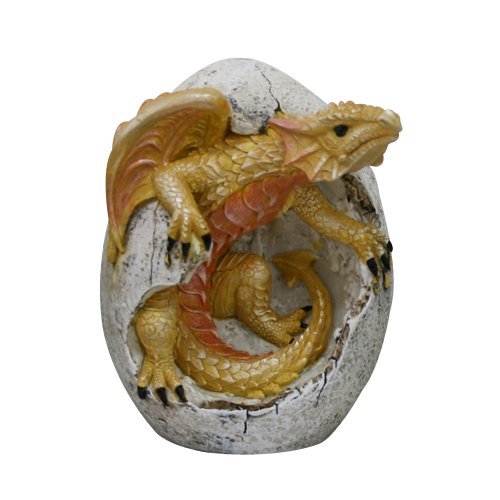 PTC 4.75 Inch Yellow Dragon Hatchling in Egg Casing Statue Figurine