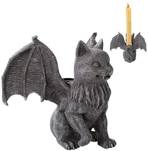 Cat Gargoyle Candle Holder Home Decor Statue Made of Polyresin