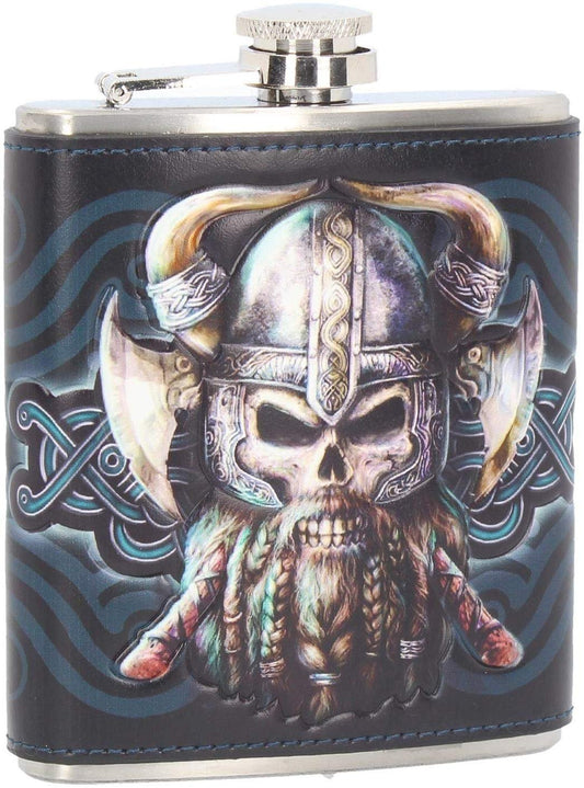 Pacific Giftware Danegeld Helmet Skull Portable Stainless Steel and PU Hip Flask 7 Ounces Capacity