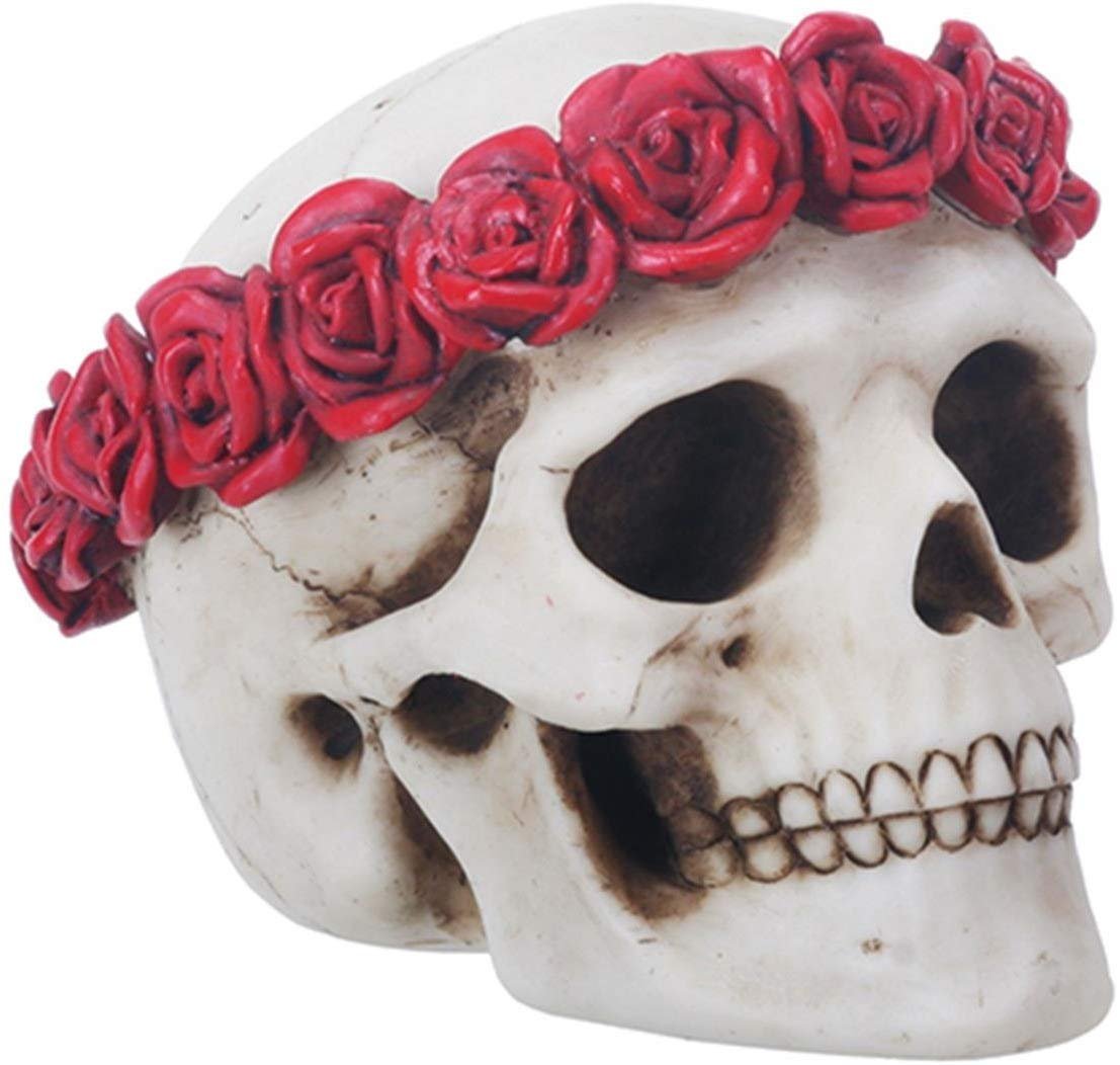 4.5 Inch Day of The Dead Flower Traditional Sugar Skull Display Statue