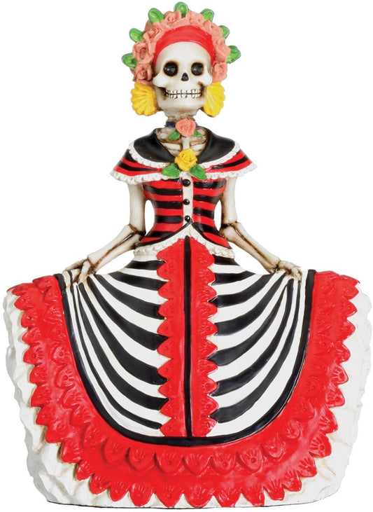 Dod Red Senorita Mexican Traditional Skeleton Sculpture