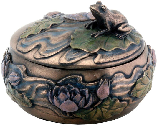 Frog Sitting on Lily Decoration Art Nouveau Design Jewelry Box