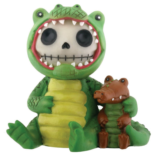 SUMMIT COLLECTION Furrybones Chompsy Signature Skeleton in Green Crocodile Costume with Tiny Crocodile Buddy