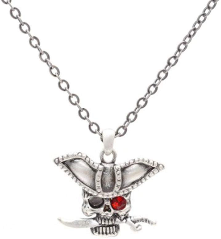 Red Gem Eyed Pirate Captain Alloy Necklace Mystical Jewelry