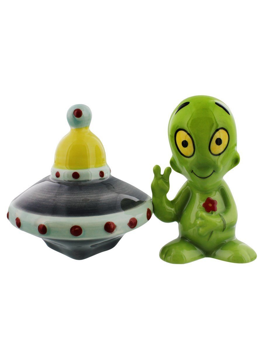 Alien Saucer Attractives Salt Pepper Shaker Made of Ceramic by Pacific Trading