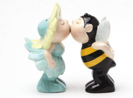 Pacific Giftware Flower and Bee Kissing Salt & Pepper Shaker Set