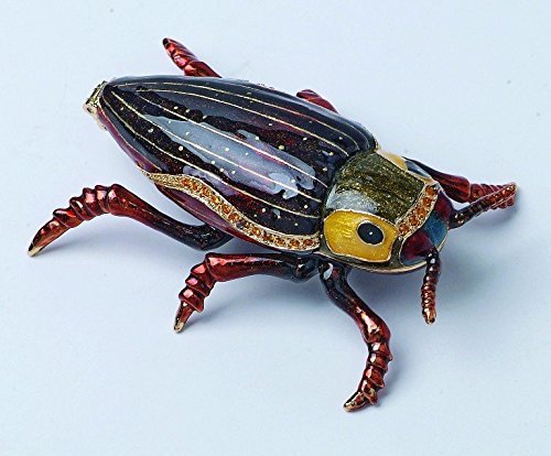 PTC Burgundy Bug Jewel Studded Snap Closure Jewelry/Trinket Box Figurine