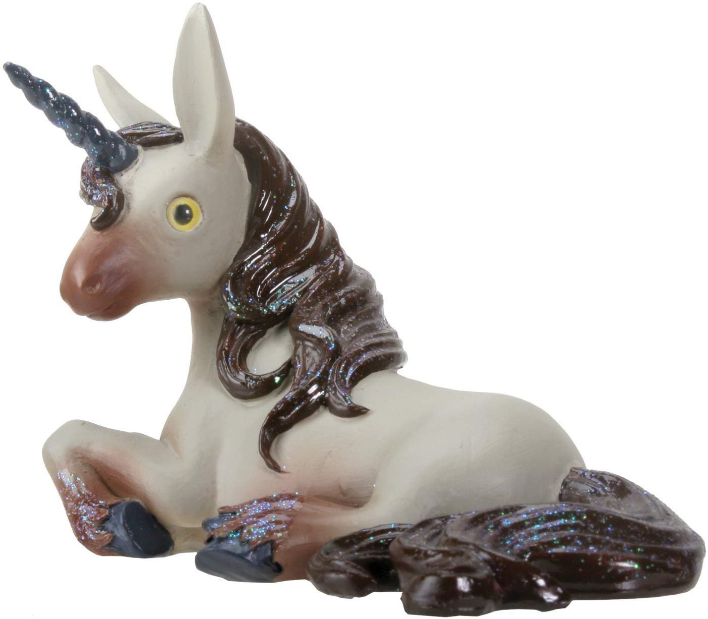 YTC Jupitar The Grey Unicorn Laying Down with Its Dark Blue Horn Figurine