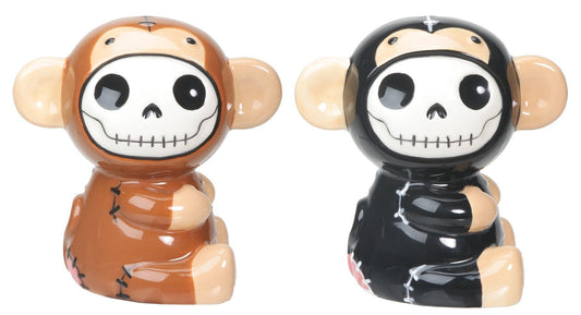 Furrybones Black and Brown Monkey Munky Ceramic Salt N Pepper Shaker