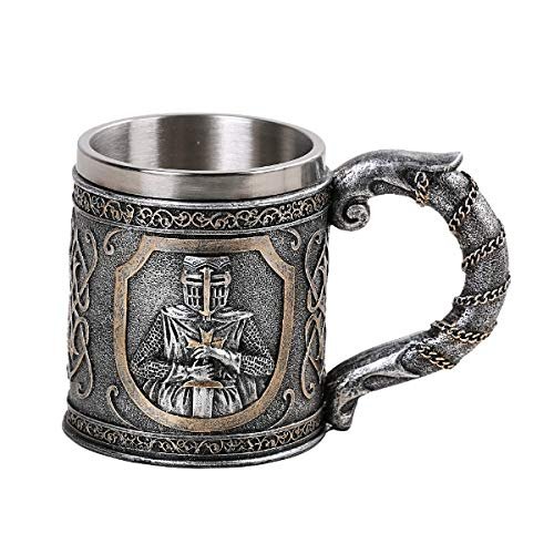 PT Medieval Knight Collectible Resin Figurine Drinkable Coffee Mug with Removable Stainless Steel Inner