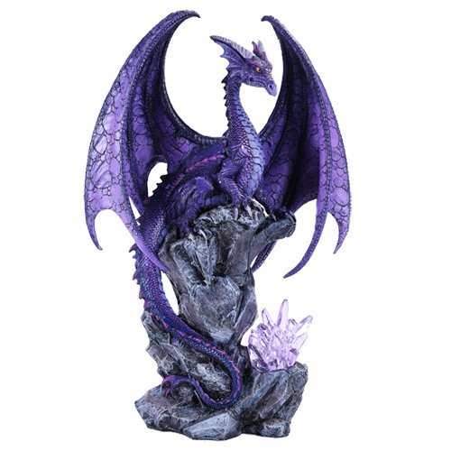 Pacific Giftware Large Winged Purple Dragon with LED Light Purple Crystal Rock 18" h