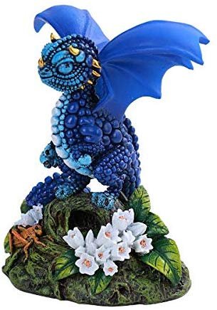 Pacific Giftware PT Blueberry Flower Small Dragon Home Decorative Resin Figurine