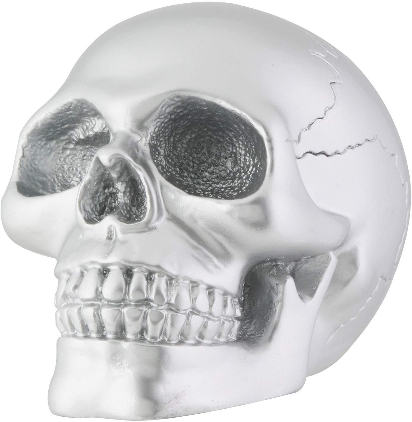 Silver Skull Head Collectible Skeleton Decoration Statue