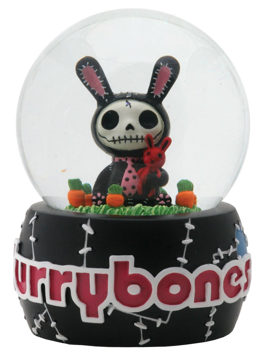 Furrybones Black Bunny Bun Bun Glittery Water Globe