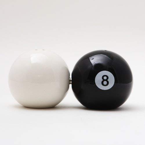 Eight Ball Ceramic Magnetic Salt and Pepper Shakers Collection Set