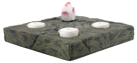 8 Inch Cold Cast Resin Collectible Lotus Three Votive Holder