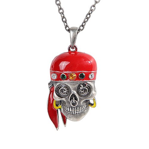 PIRATE SKULL BANDANA NECKLACE PENDANT PEWTER ALLOY