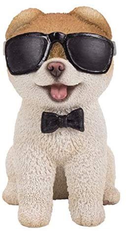 Pacific Giftware PT Short Hair Boo Dog with Black Sunglasses Home Decorative Resin Figurine