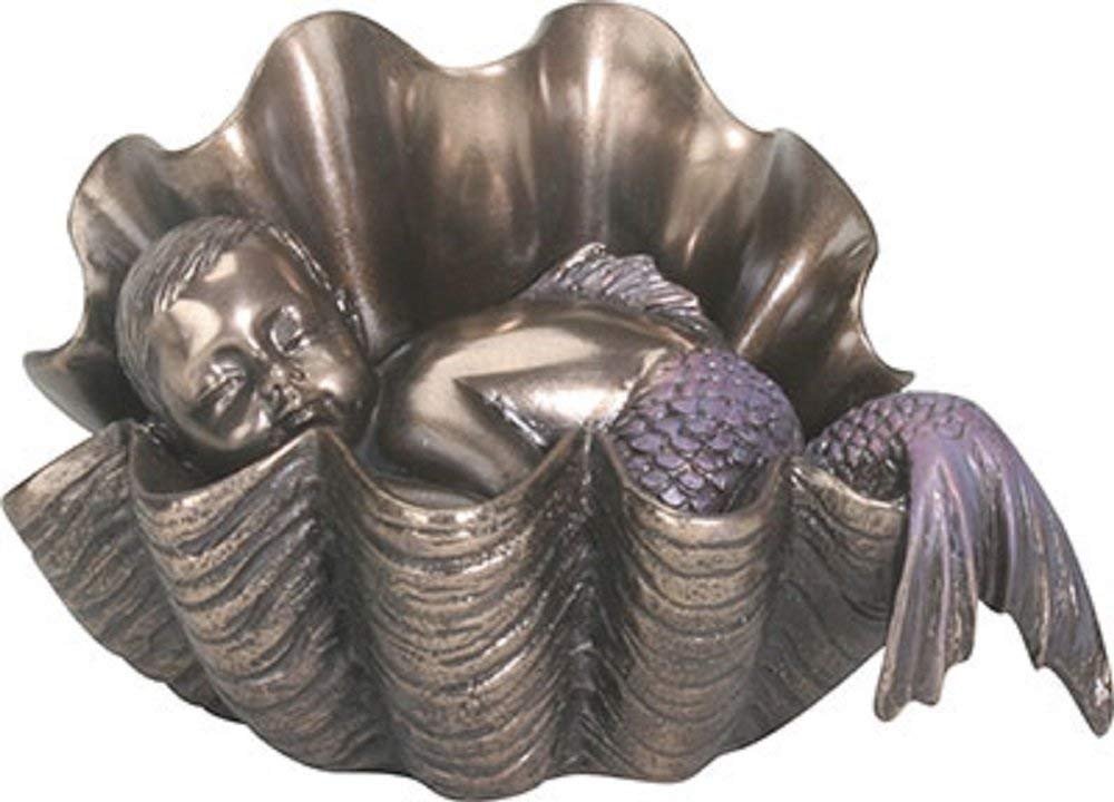 SUMMIT COLLECTION Art Nouveau Merbaby Sleeping in Clam Shell Figurine Bronze