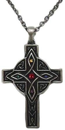 CELTIC DESIGN CROSS NECKLACE PENDANT PEWTER ALLOY