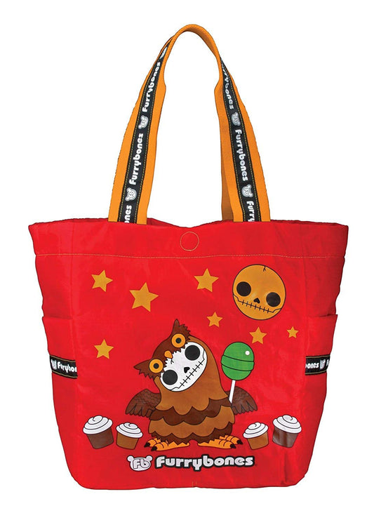 Furrybones Hootie Holding Lollipop Red Carrying Tote Bag