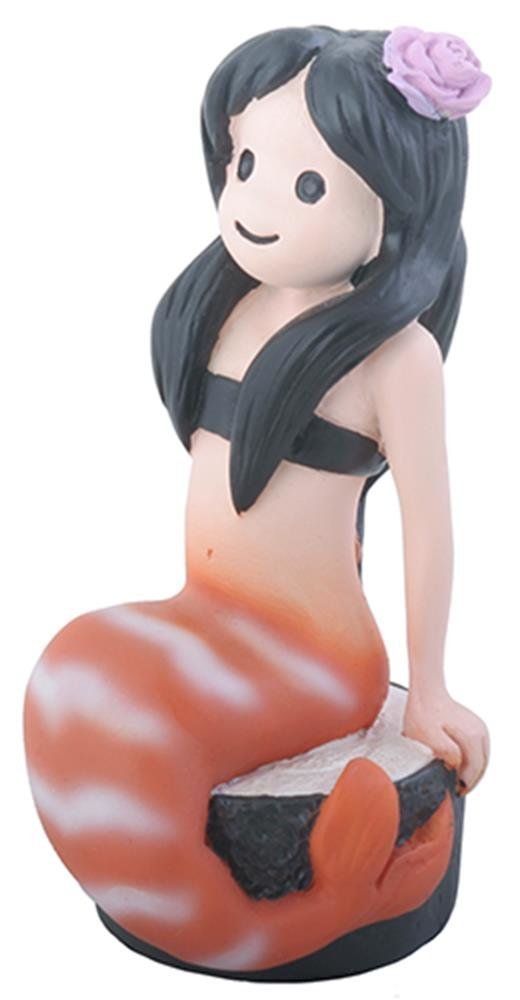 3.75 Inch Orange White Striped tailed Mermaid Sitting - Cora