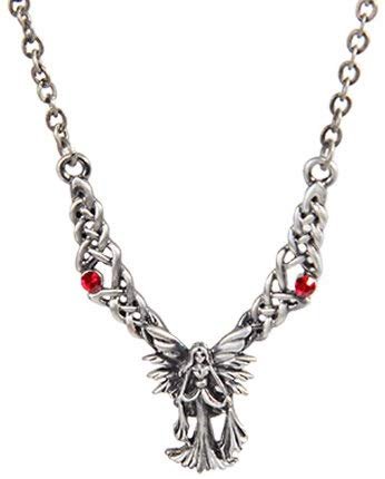 Celtic Winter Fairy Dual GEM Necklace Pendant Pewter Alloy