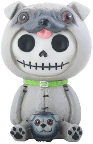 SUMMIT COLLECTION Furrybones Pugsly Signature Skeleton in Pug Dog Costume with a Little Dog